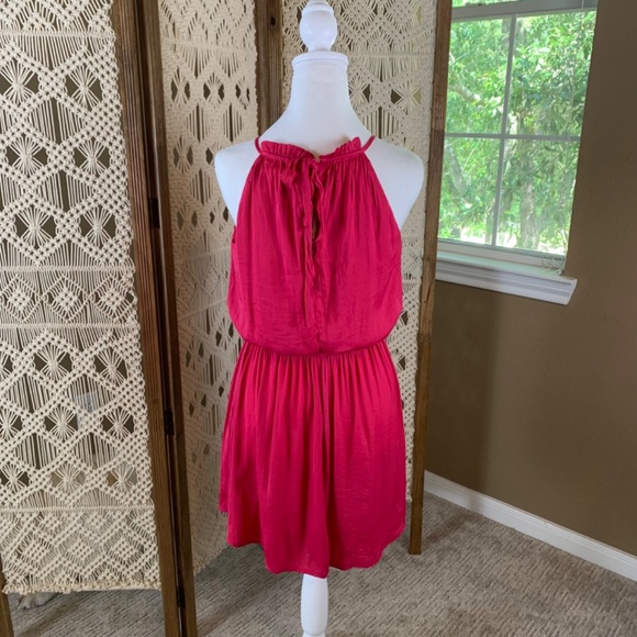 Trixxi Francesca's Shayla Satin Mini Dress halter ruffle pink size small NWT - Picture 3 of 12